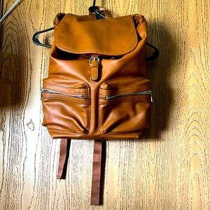 Brown leather backpack